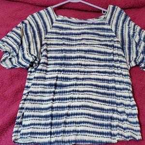 Womens blue and white flutter sleeve top